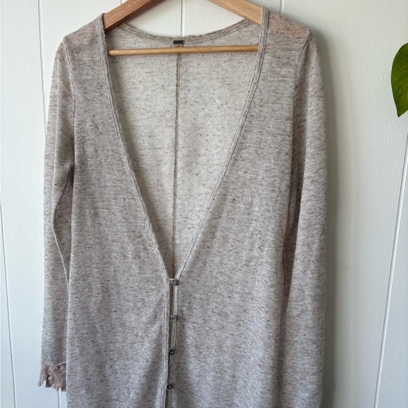 Free People Grey Knit Cardigan | Size Small - Picture 2 of 5